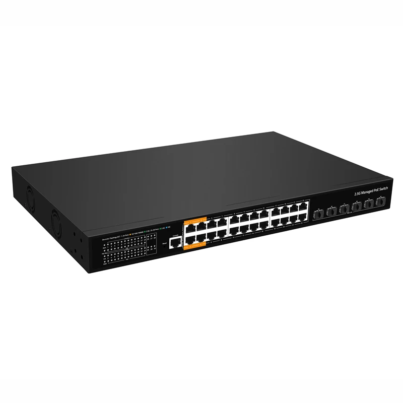 10G Uplink 24 Port Gigabit PoE Managed Ethernet Switch 6 SFP+ ports