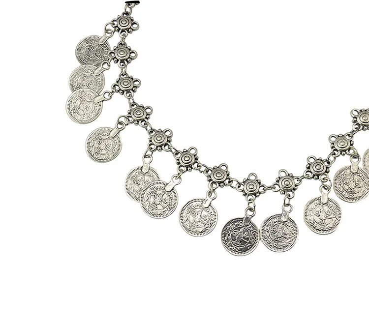 Ruigang Flower Child Silver Coin Handmade floral design Boho Gypsy Beachy Ethnic Tribal Turkish Necklace