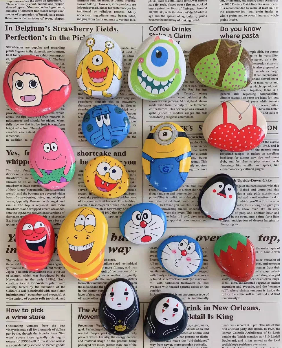 Custom packing painted raw stone Hand drawn pebbles Smooth rocks For Kids Creative Arts And Crafts Drawing