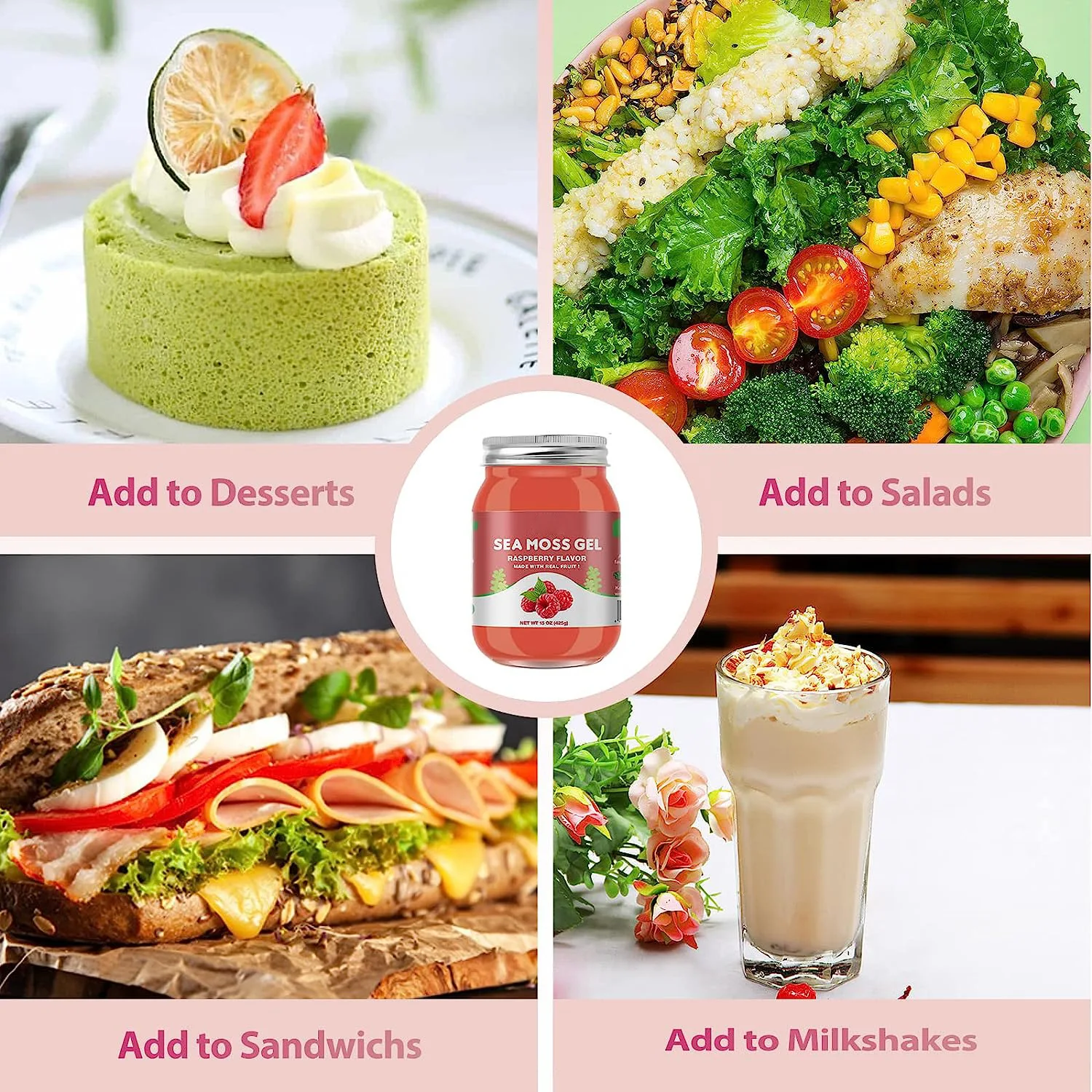 Sea Moss Gel Organic Raw Flavored Irish Seamoss Gel Immune and Digestive Support Vitamin Mineral Antioxidant Supplements