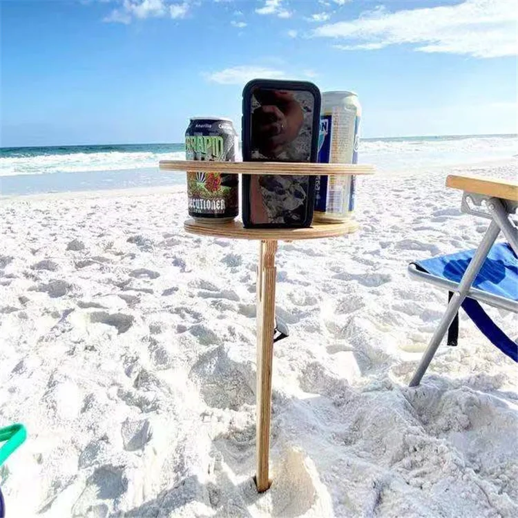 Foldable Beach Table Wood Wine Stand Holder Display Outdoor Camping Picnic Board Portable Picnic Wine Table
