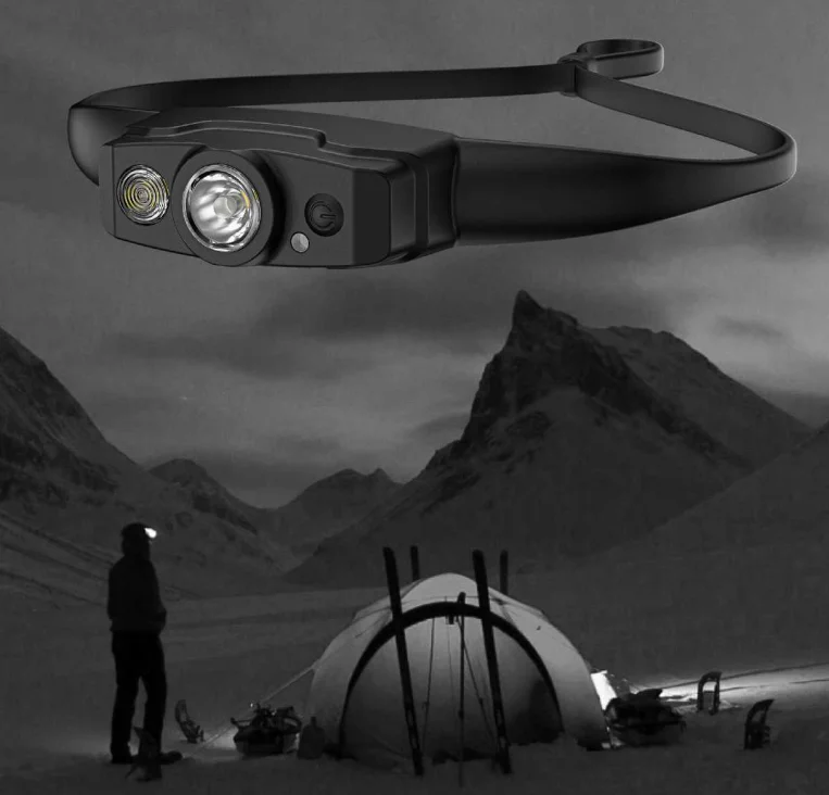 Yellow Red LED Rechargeable Headlamp with 5 Flashing Modes for Car Emergency Inspection Adjustable Anti Slip Portable Headlamp