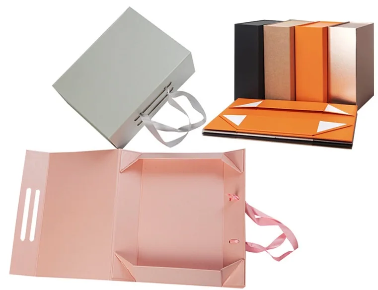 Изготовленная на заказ роскошная упаковка для одежды складная бумажная коробка с магнитной картонной коробкой пальто платье обувь лентой