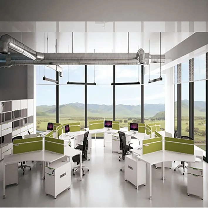 Hot sale Y shaped 120 degree office workstation with open screen partition