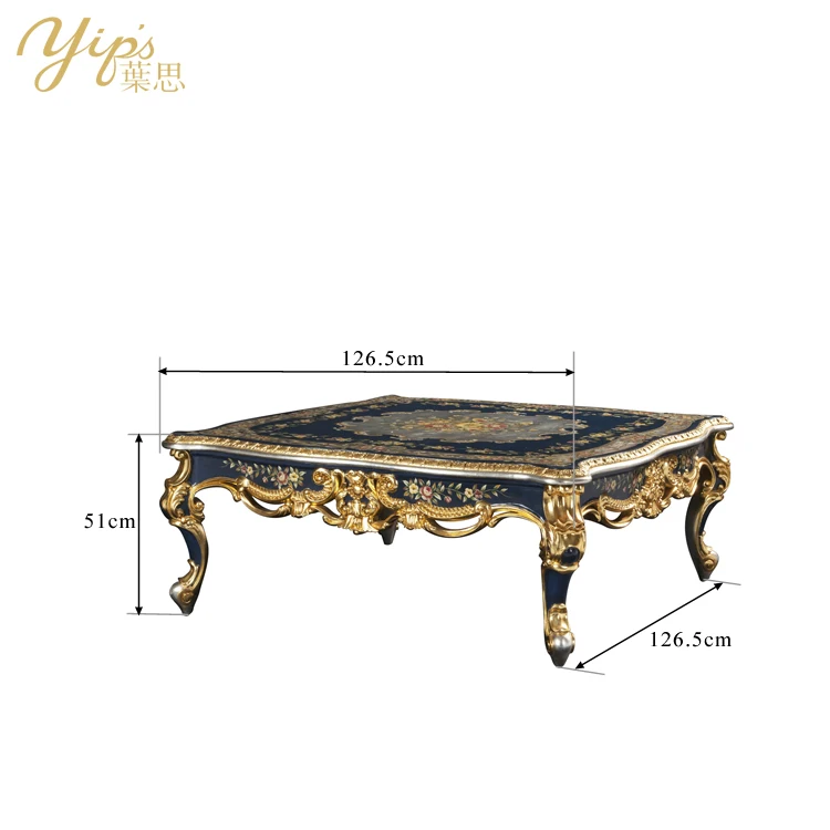 Yips LD-1708-1629 Европейский стиль резьба из смолы ручной росписью цветочный узор Гостиная Роскошный журнальный
