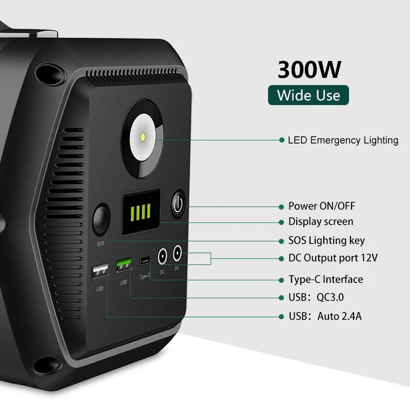 New Arrival High power 300w AC solar generator station 307.2Wh 3.2V 96000mAh portable power generator