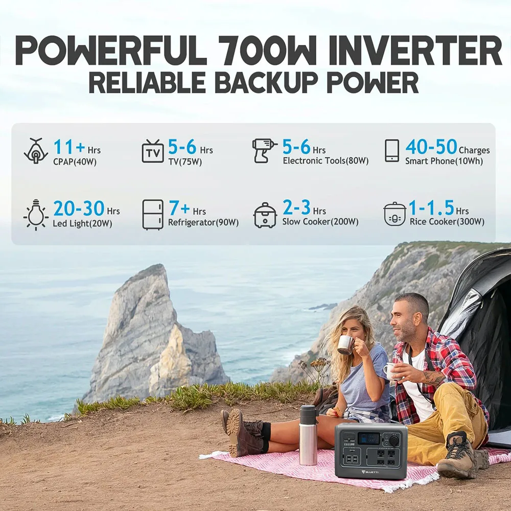 700W Solar Portable Power Station For Camping Lifepo4 Battery 500Wh Generator