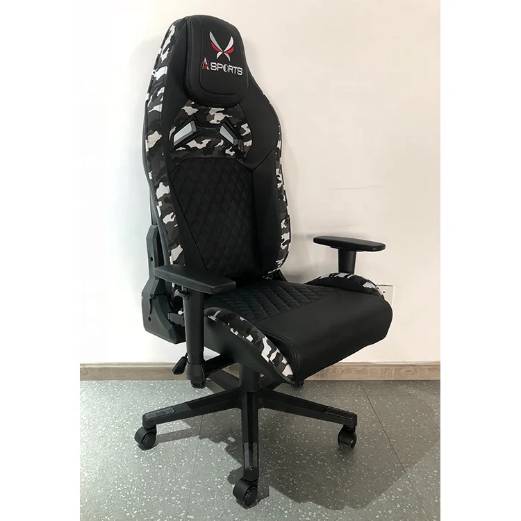Modern pu leather and fabric gaming chair computer racing gamer chair with footrest