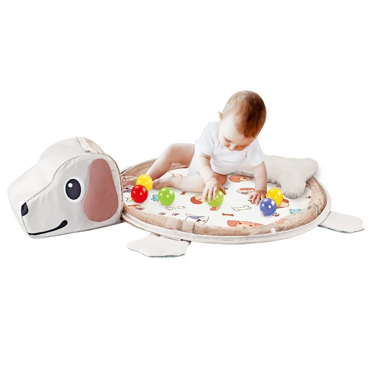 4 In 1 kids Educational Soft Plush Puppy Activity Game Mat Gym Toys with Music and 30 pcs balls