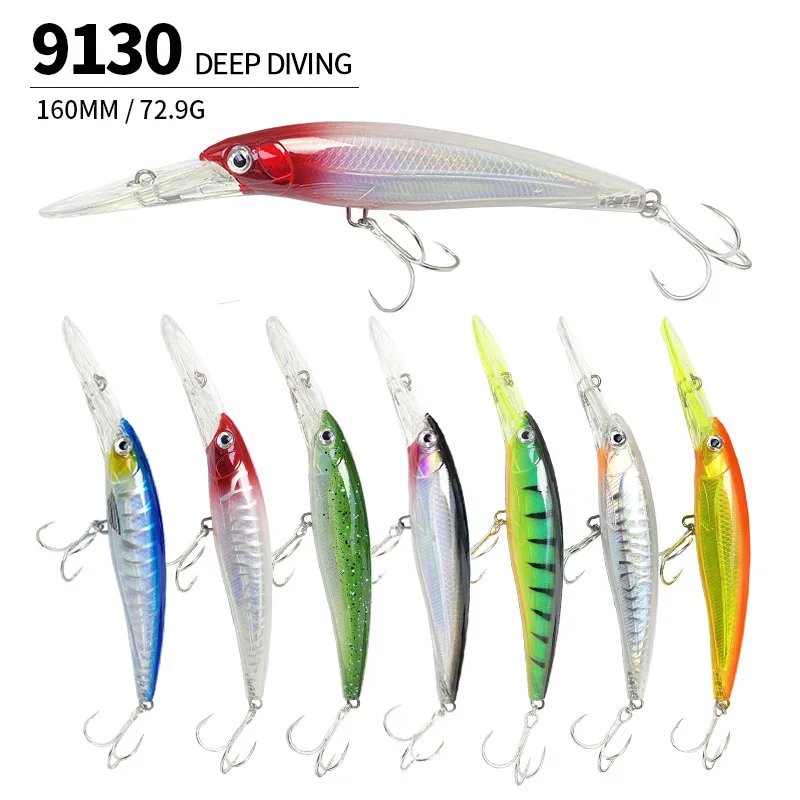 Wholesale 160mm/72.9g Floating Trolling Minnow Fishing Lure PVC Seawolf Bait Needle Tuna Road Bait Mackerel Mackerel Fishing