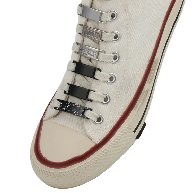 Polished Shiny Gold Metal Shoelace Dubraes Tag  Metal Sneakers Shoe Lace Charms Decoration with Custom Brand