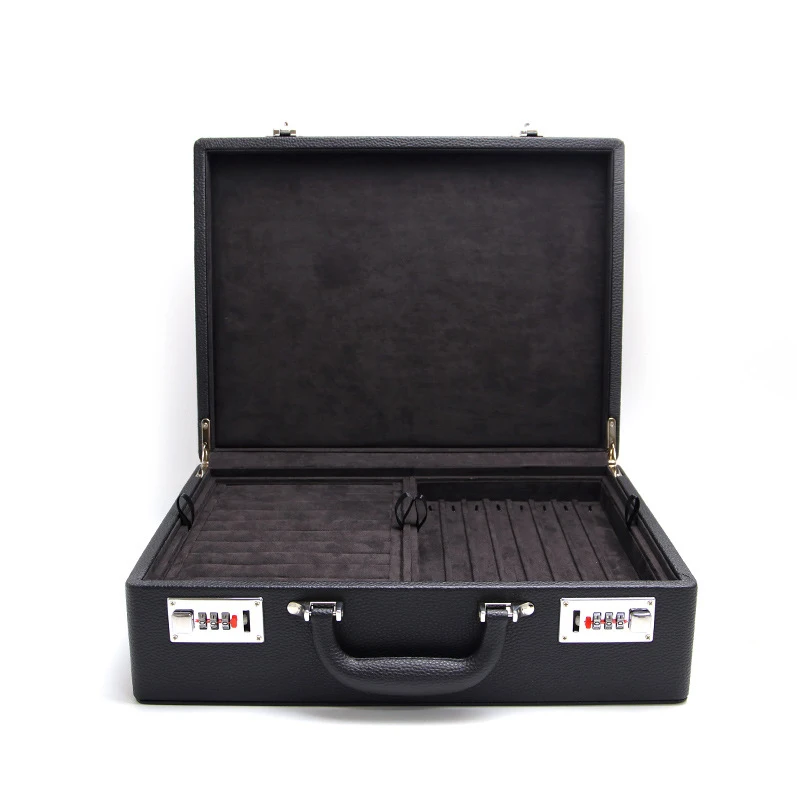 Portable Password Lock Jewelry Safe Box with 4 Layer Velvet Display Tray for Women Jewellery Storage Organizer