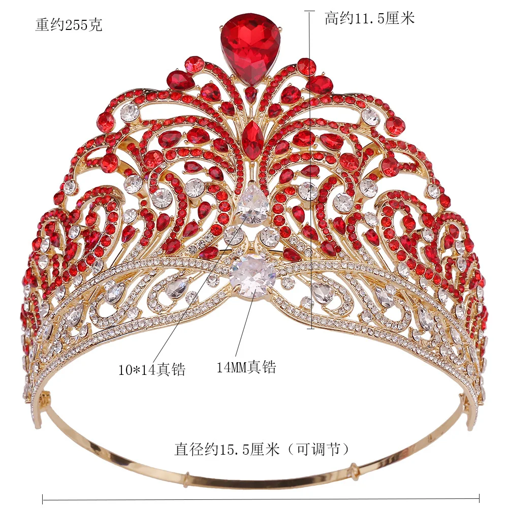 Wholesale Big Round Pageant Tiara Crowns Beauty Miss World Universe Tiara Pageant Zircon Crowns For Queens