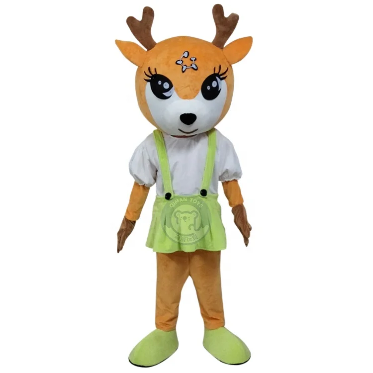 Qiman Custom Adult Size Deer Plush Cartoon Mascot Costume For Sale