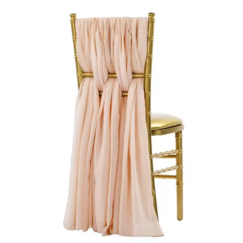 Hot Sale Romantic 5 Pieces Chiffon Chiavari Chair Sash For Wedding Party Banquet Decoration