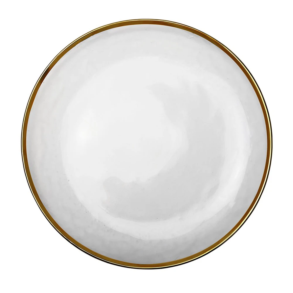 Высокое качество оптом золотой обод круглый плоский Большой Стеклянный под пластину