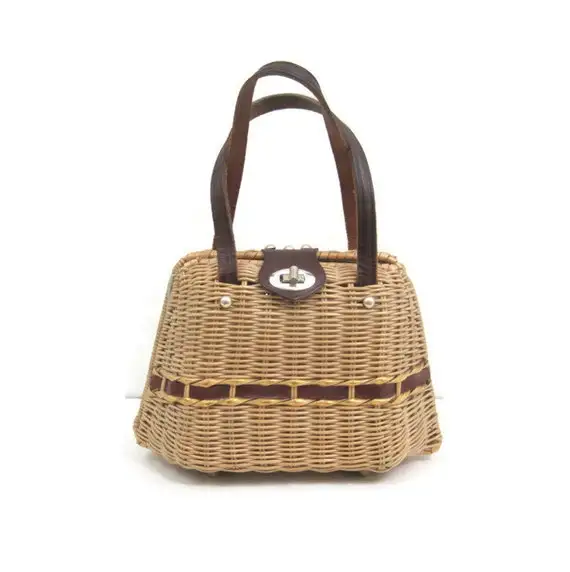 Delicate handmade moroccan wicker basket golden  wicker basket with built-in handles wholesale