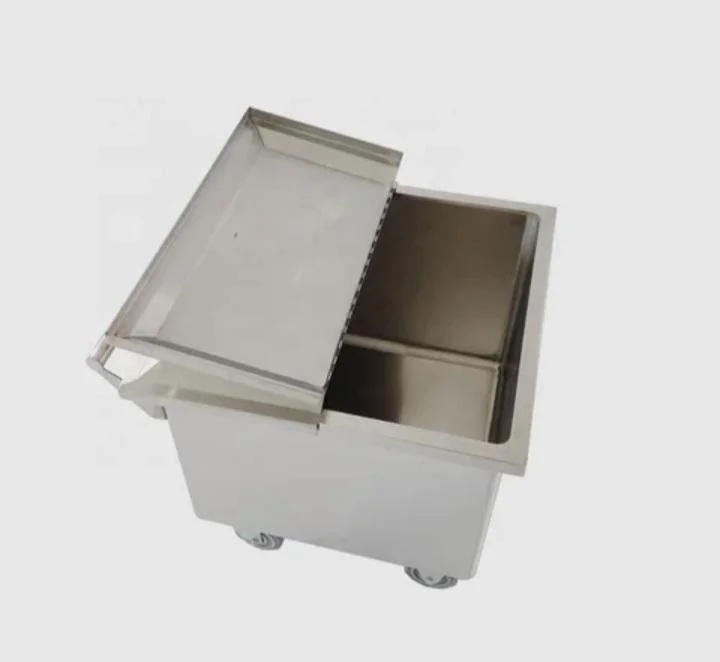 JINGJIANG- 200L skip car trolley lifting machine Stainless Steel Meat trolley Cart buggy meat drum trolley for dumper