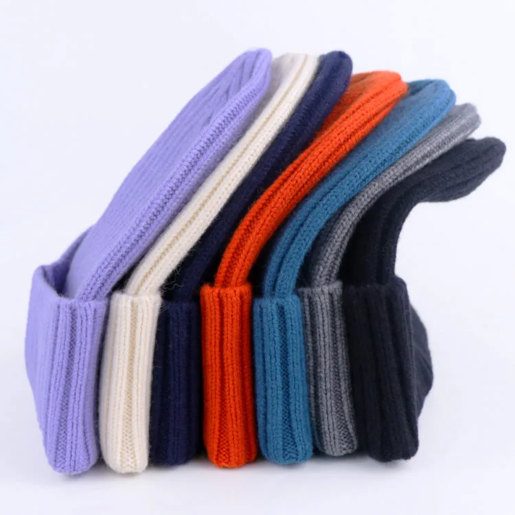 soft warm knitted beanie hats pure colorful men beanies wool custom beanie hat