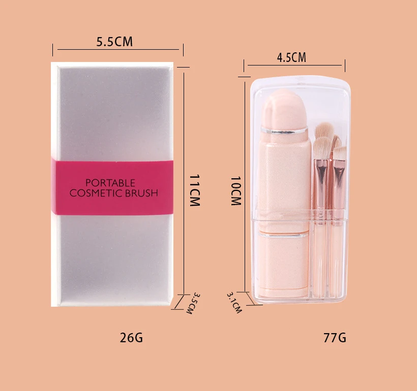 Gmagic Creative 8 in 1 Travel Makeup Brush Set Retractable Portable Foundation Blush Brush Eye Detail Makeup Brush Travel Set