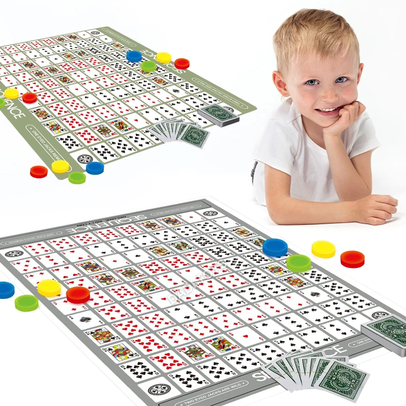 English Sequence Game Chess Multiplayer Party Board Game Poker Mat Carpet Board Game Interactive Toy