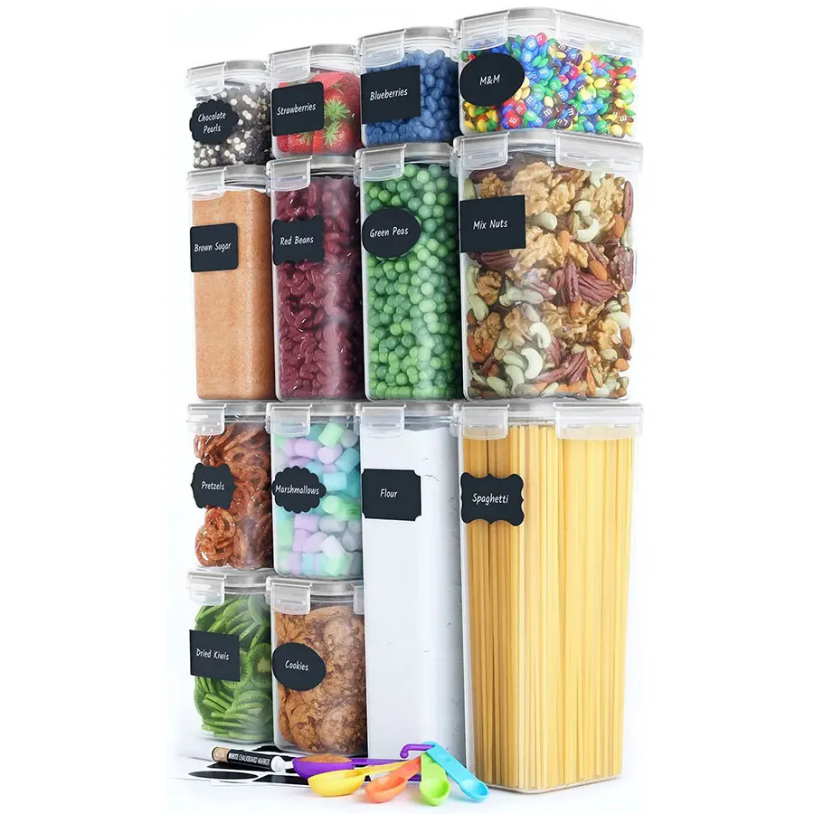 14pcs Set Airtight Pp Plasti Container Food Storage Cereal Container Food Storage Jar With Lid