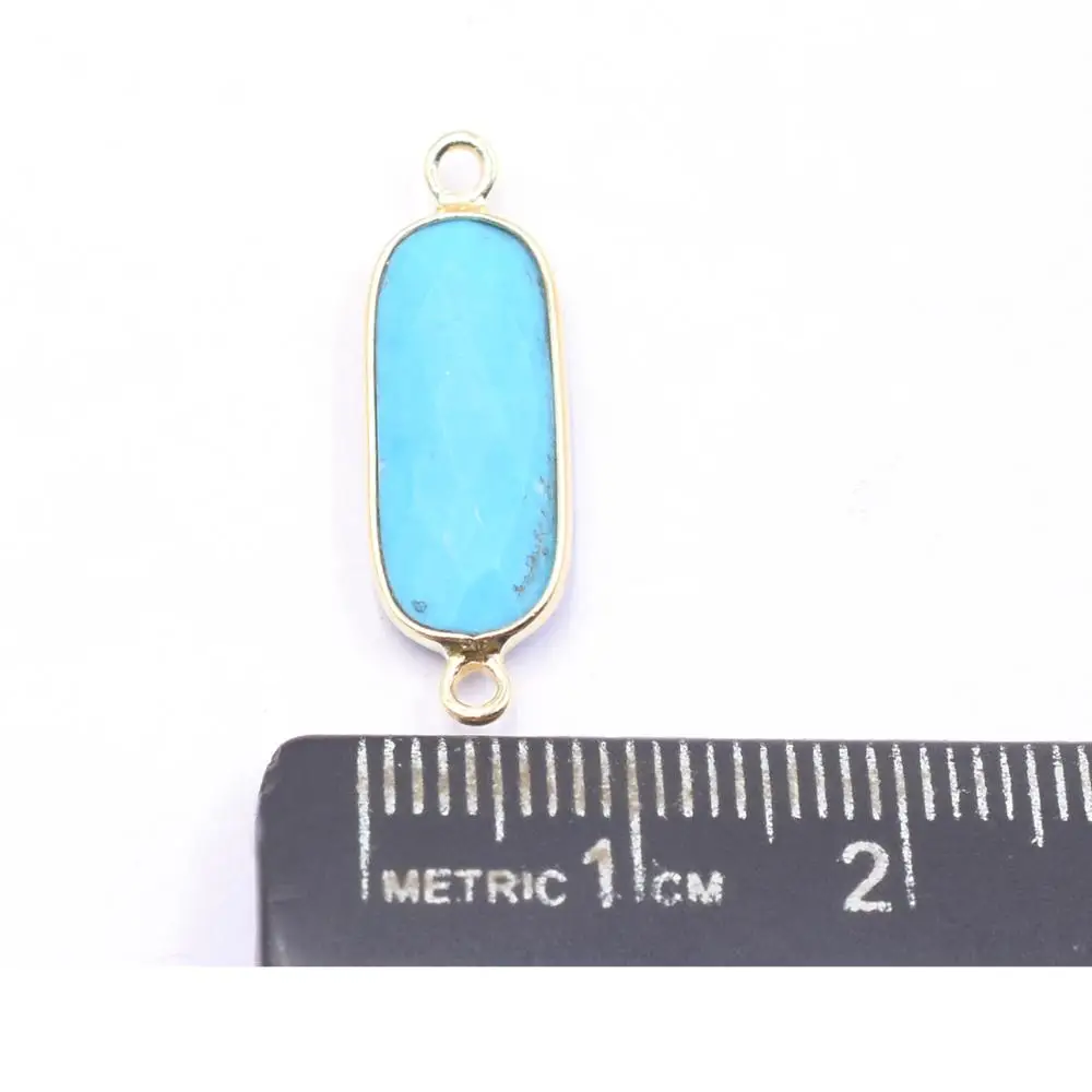 Howlite Long Oval Shape Silver Bezel Gold Plated Connector Virgo Sign Gemstone Connector