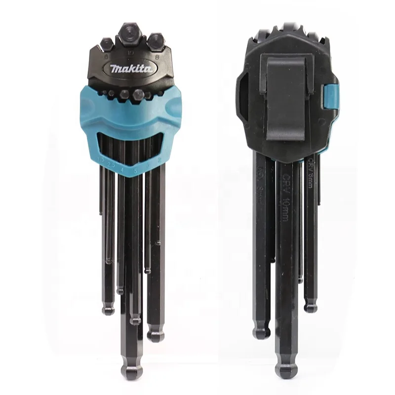 Original makita ball head L-type extended hex wrench set hex socket head screw 9pcs set maintenance tool