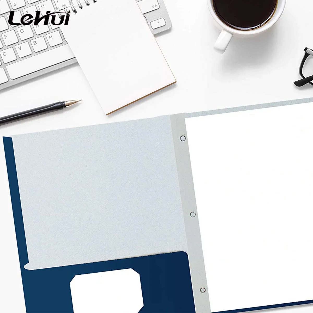 Hot Selling 1/3 Cut Reinforced Tab 3 Metal Prong Fastener Clips Blue Green Two Pockets Folder