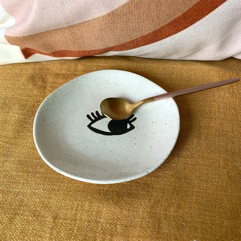 Ceramic Decoration Customized Round Plates Disc Kitchen Fruit Plate Dessert Plate Jewelry disc