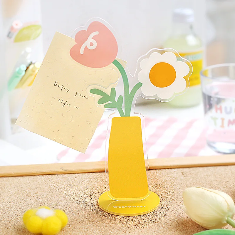 DAQIDO Factory Wholesale Acrylic Photo Clip,Message To Do Event Note Clip,Lovely Flowers Student Desktop Ornaments