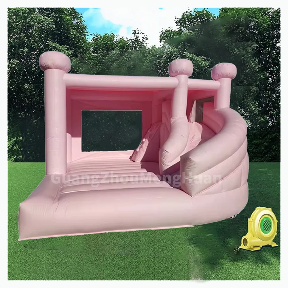 Jumping Pink Bounce House Inflatable Bounce House with Slide Funny Bounce Castle Birthday for Kids Party