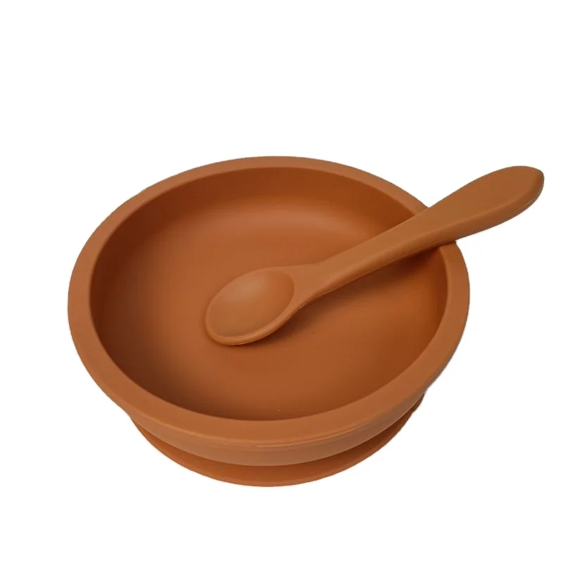 Baby Feeding Bowl Set Anti-Slip Suction Tableware Baby Infant Waterproof Food Grade Silicone Plate With Spoon  Hot