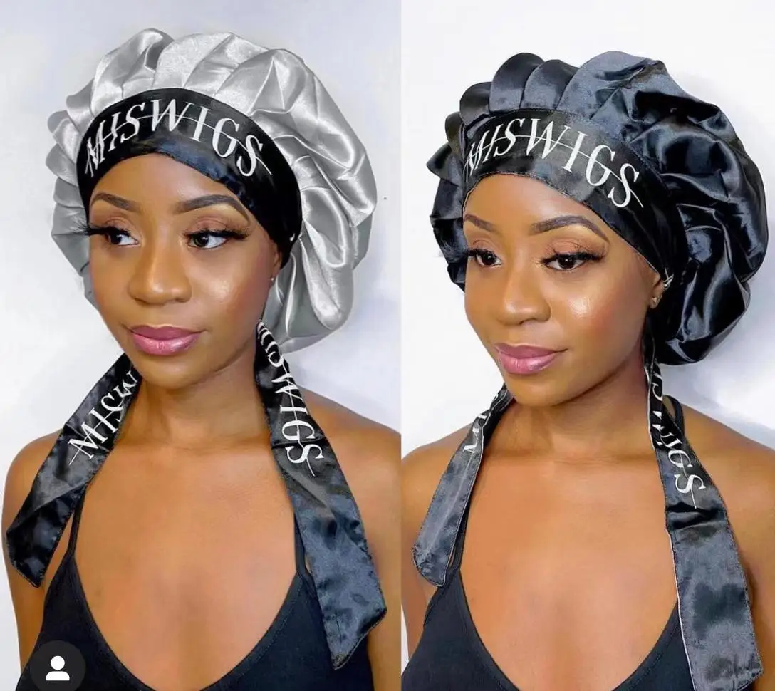 
bonnet with drawstring braid bonnet with snap silk bonnets with tie 