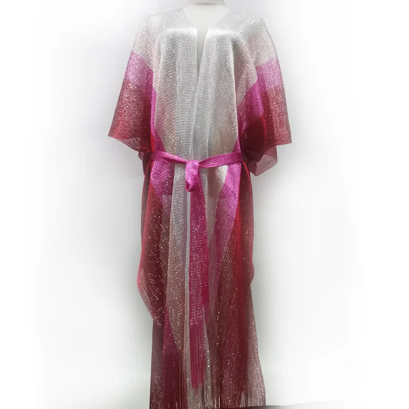 2024 оптовая продажа newong Vestido Feminino банный выход с бахромой разноцветная Радужная пляжная одежда женское праздничное платье