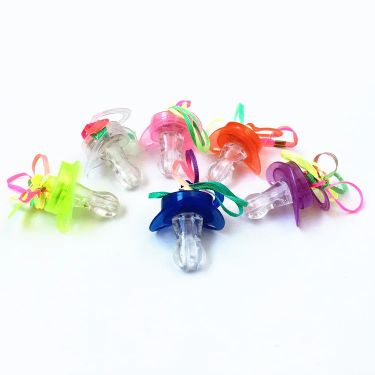 Colorful Night Light Flash LED Pacifier Rave Binkie Soft Light Up Toy Necklace Flashing Led Whistle Nipple