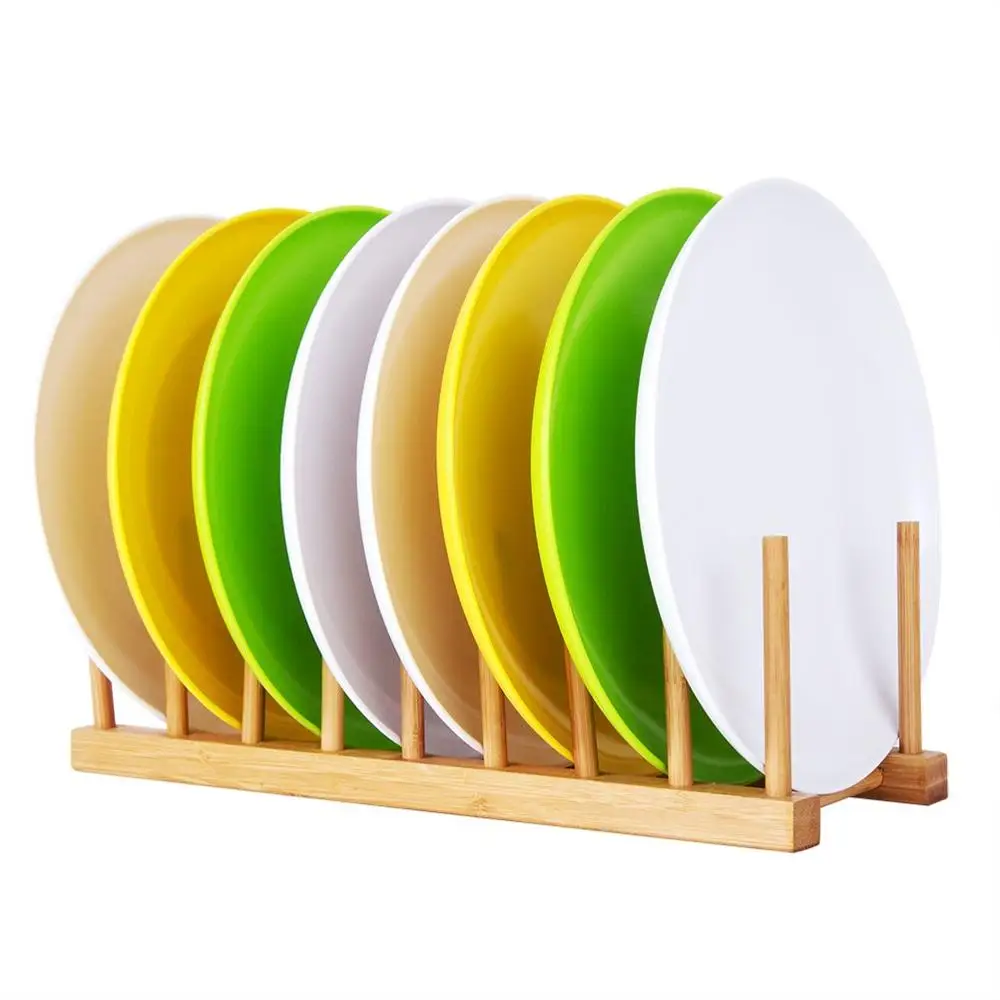 Multifunctional Bamboo Dish Drying Rack Cup Bowl Pot Lid Rack and Book Holder