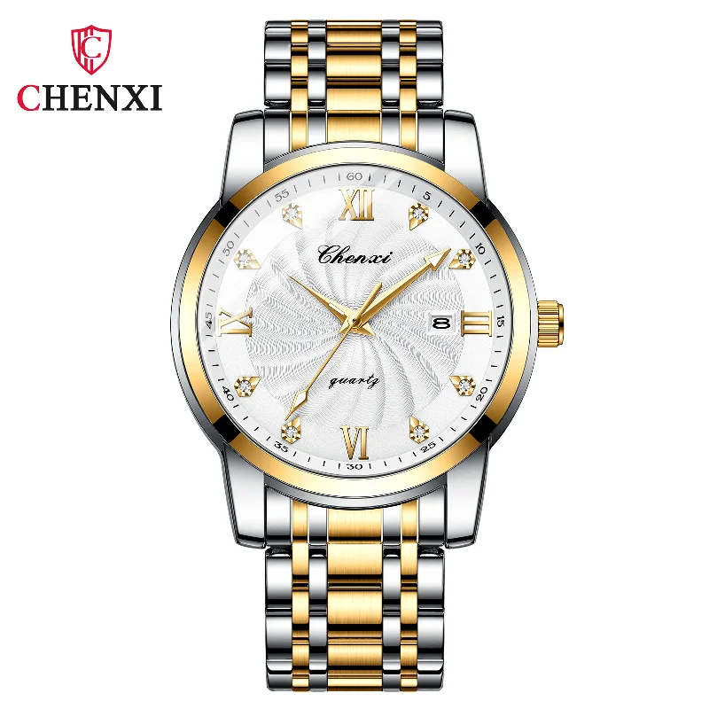 Diamond Scale New Steel Calendar Waterproof Simple Business Fashion Luminous Quartz Watches For Men