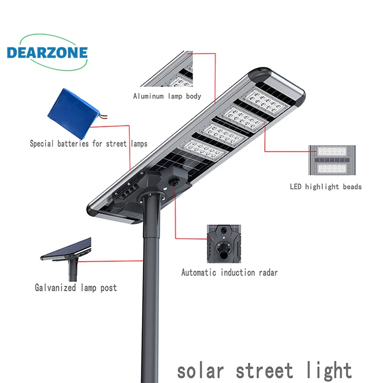 Remote Control Solar Street Light All in One Solar Street Light IP65 Die Cast Aluminum 180lm/w High Lumen 150w 200w 250w 300w 80