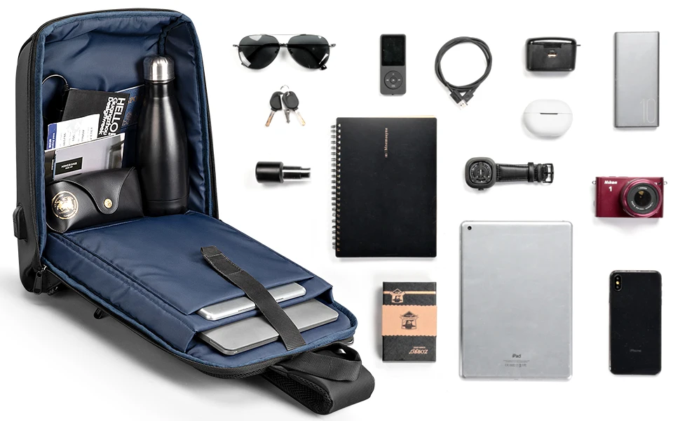 Kingsons Anti-Theft Backpack 13.3 Inch Large Capacity Waterproof Sling Shoulder Bag Chest Bag With TSA lock