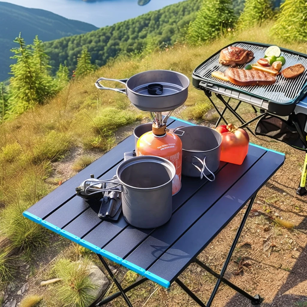 Modern Outdoor Foldable Picnic Table for Camping Beach Kitchen Park Aluminum Frame Versatile Dining Furniture