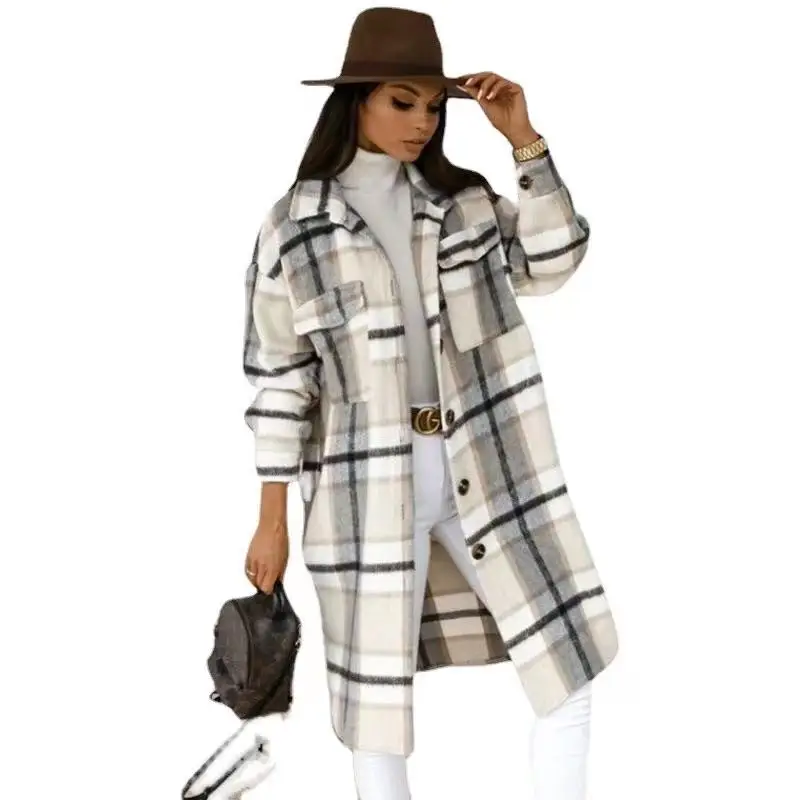 Печатные цвета; В клетку; Для женщин женская обувь на застежке молнии толстовки с длинным пальто с высоким, плотно облегающим шею воротником, теплое пальто, длинные пальто и куртки красочные 2021