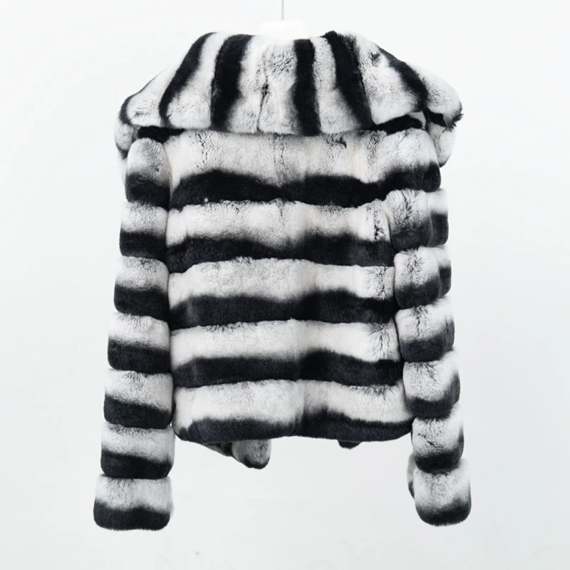 NAFA Customize Classic Chinchilla Like Ladys Oversize Collar Real Fur Coat With Best Quality Wholesale Price