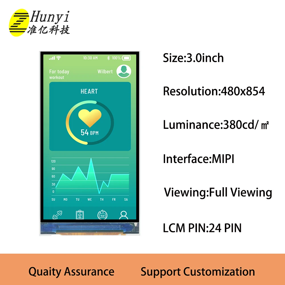 Manufacturer IPS MIPI RGB 3 Inch TFT Display Normal Black Support Customization Zhunyi Technology 37.44*66.61mm 480*854 CN;GUA