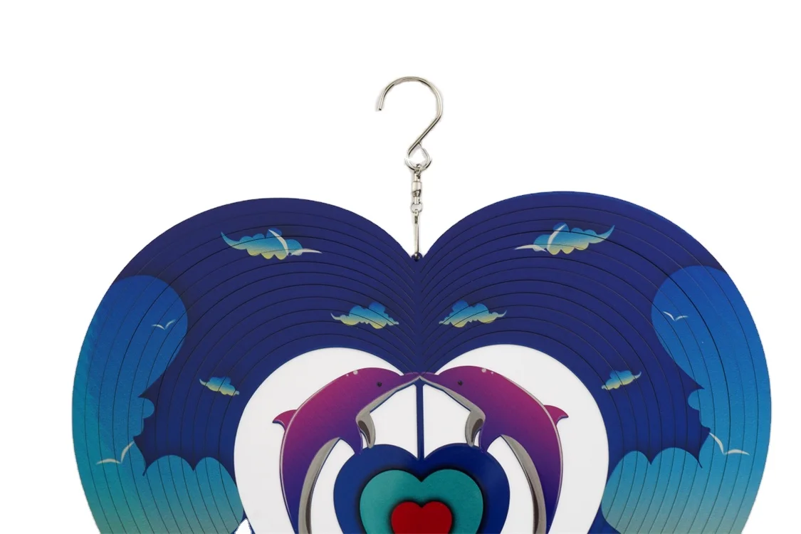 Hourpark Outdoor Hanging Garden Ornaments Laser-Cut 3D Stainless steel Metal Hanging Wind Spinner