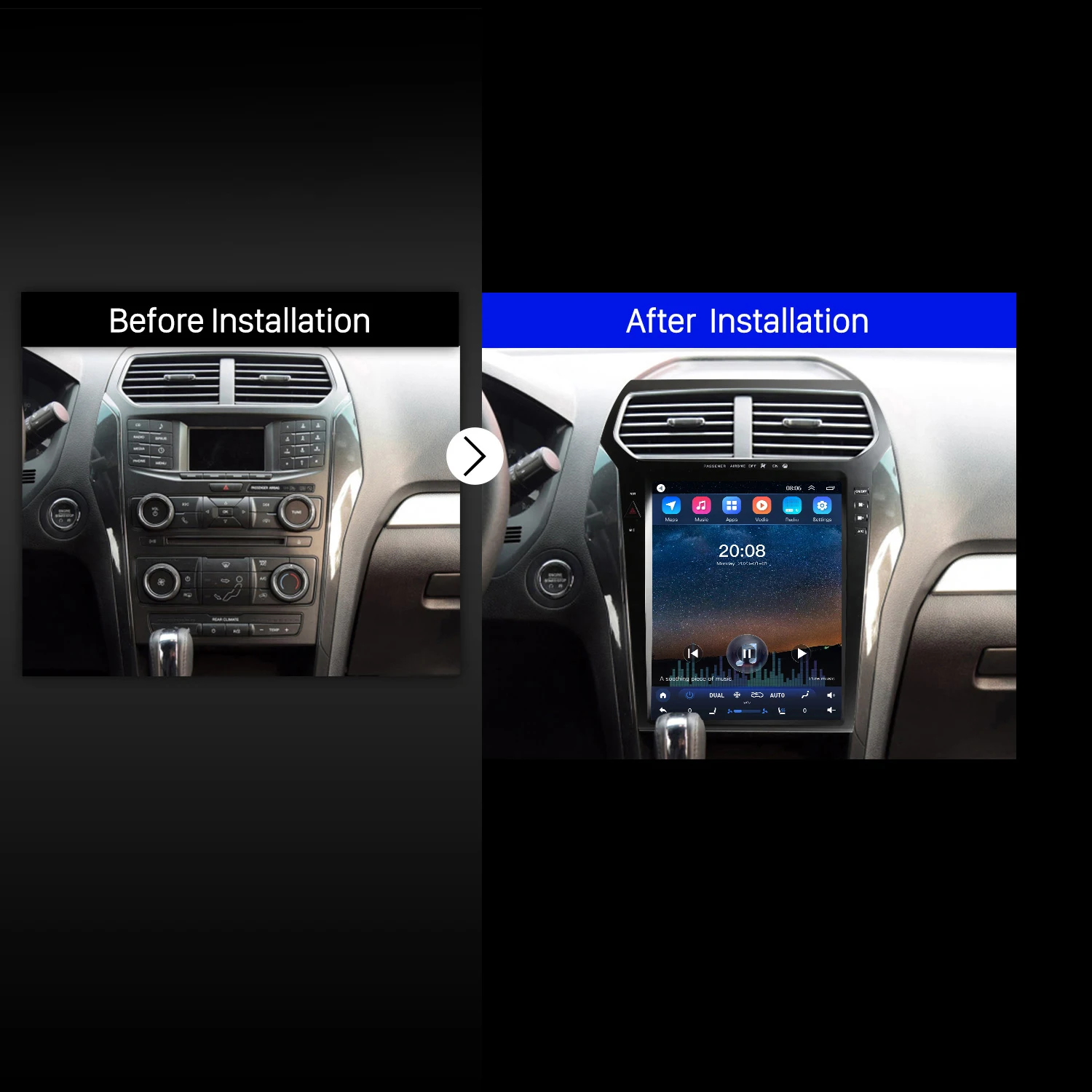 Navihua Car DVD Players For Ford Explorer 2011-2020 Tesla Style Vertical Screen Car Stereo GPS Navigation Multimedia