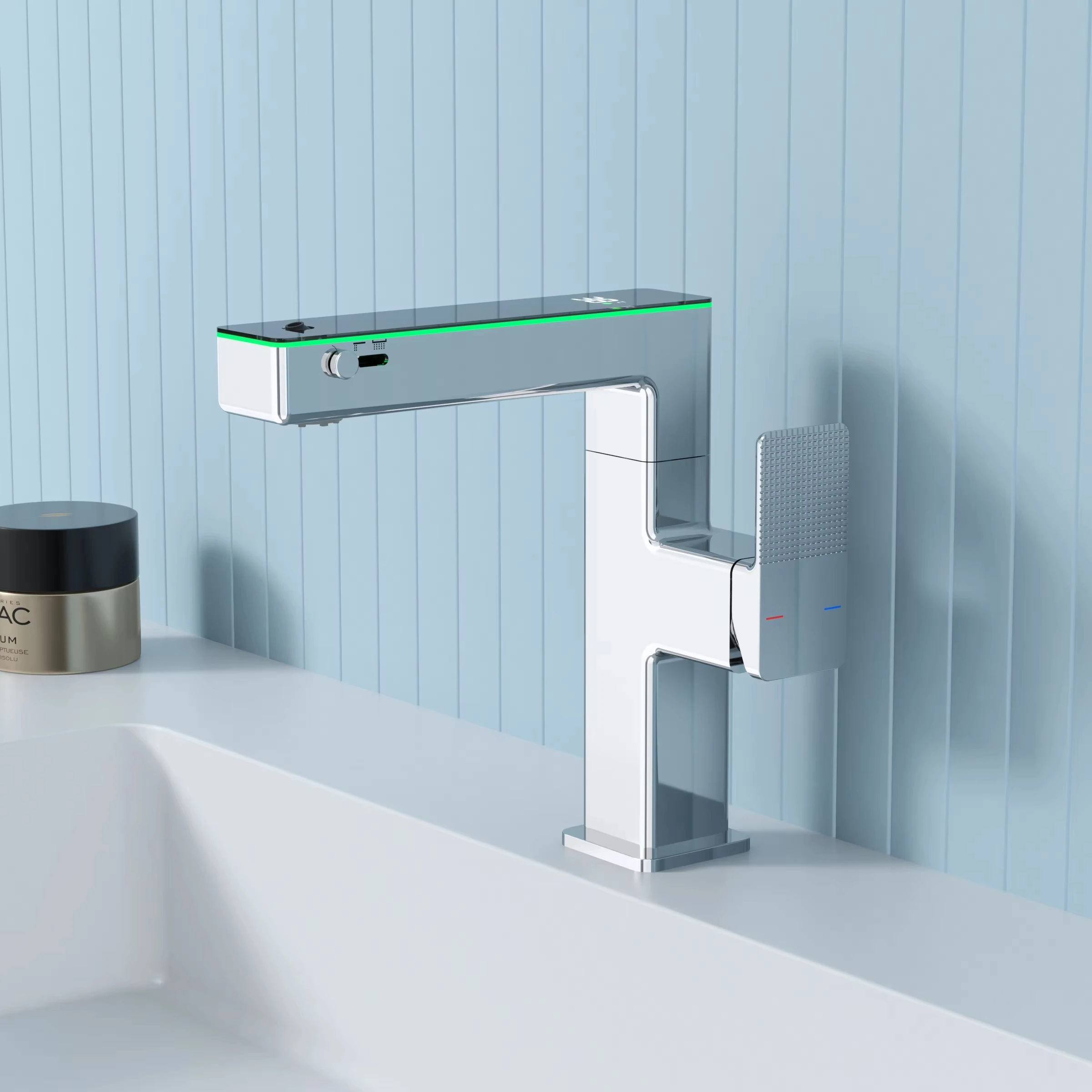 LED Intelligent Digital Temperature Display Hydroelectric Power Smart Surround Atmosphere Brass Chrome Bathroom Basin Faucet