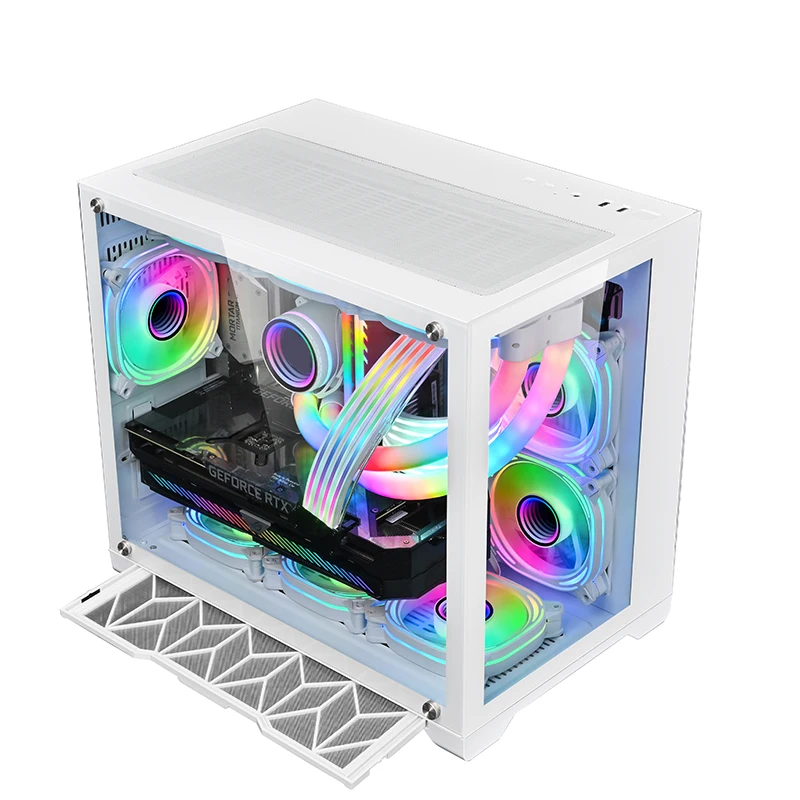Professional manufacturer lone warrior fully transparent tempered glass panel computer case