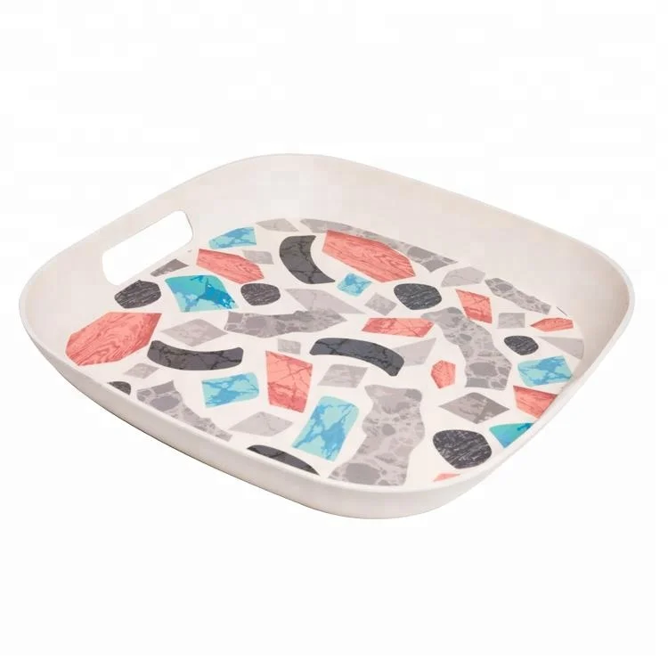 2020 Набор бамбуковых сервировочных лотков с ручкой с принтом на заказ для отеля ресторана