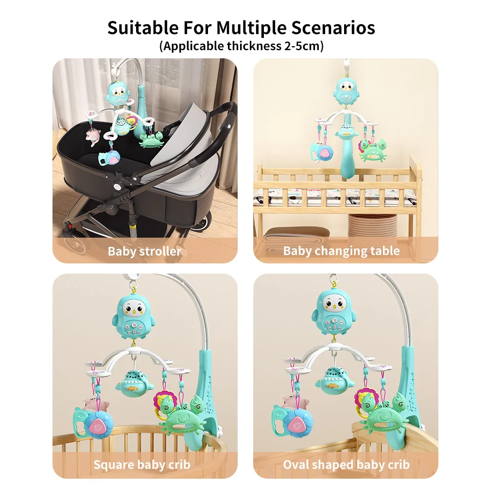 Hanging Musical Projection Toy Baby Bed Bell Automatic Musical Remote Control Baby Mobiles